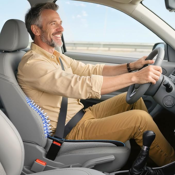 Benazcap Car Seat Cushion - Memory Foam Car Seat Pad - Sciatica & Lower Back Pain Relief - Car Seat Cushions for Driving - Road Trip Essentials for Drivers