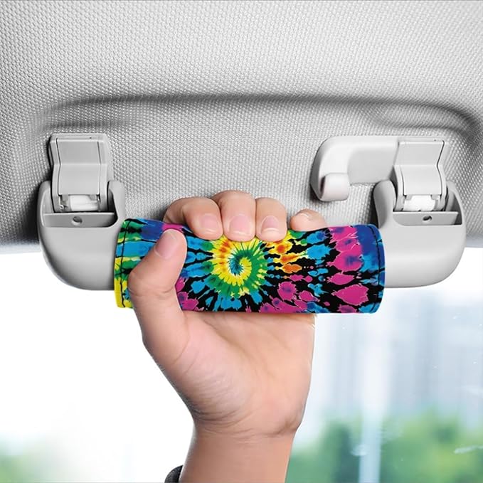 BIGCARJOB Hippie Tie Dye Print Luggage Handle Wrap Set for Women Girls Travel Suitcase Handle Sleeve Cover Universal Identifier Travel Bag Wraps Washable Luggage Tags