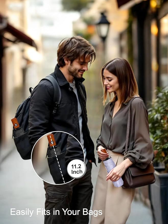 SoulRain Travel Umbrella - Compact Umbrella for Rain - Perfect Large Auto Folding Umbrella - Ideal Car umbrella, Small umbrella, and Travel Companion