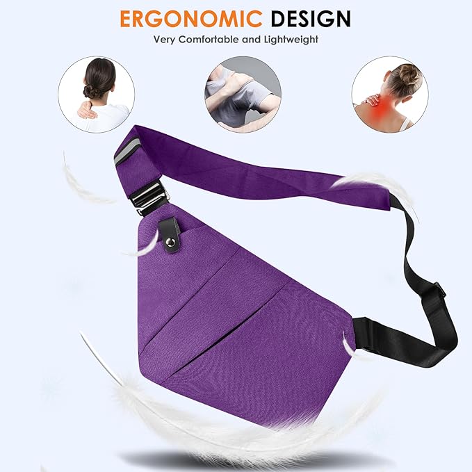 Sling Bag Shoulder Bag Anti-Theft Crossbody Bag for Women Men Sling Backpack Travel Essentials for Travel Casual(Purple)