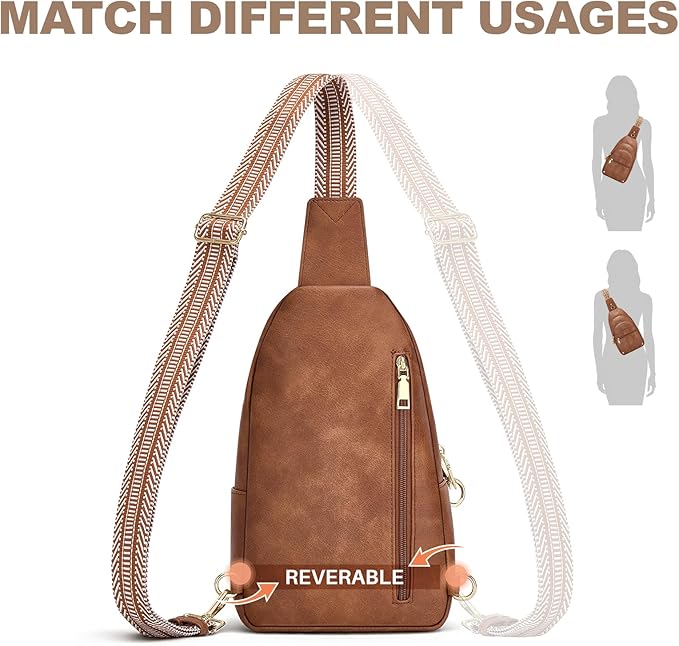 SYTRAH Anti Theft Crossbody Bags for Women, RFID Sling Bag Travel Purse, RFID Cross Body Purses Chest Bag for Travel Brown