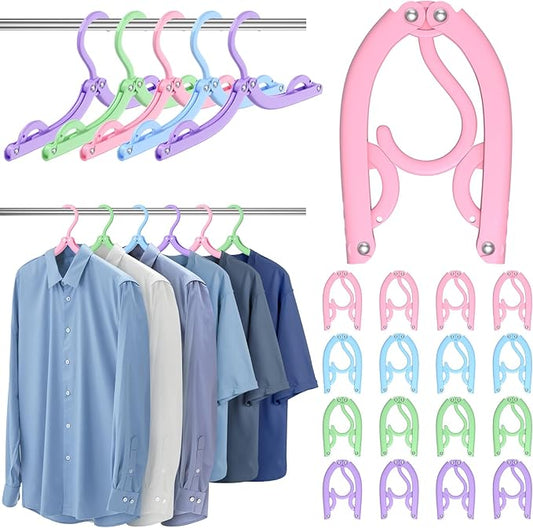 12 Pcs Portable Travel Hangers for Cruise Ship Essentials 2026, Plastic Folding Foldable Hangers Clothes Drying Rack Travel Accessories for Suitcase, RV, Camping, Flying, Hotel, Road Trip (Multi)