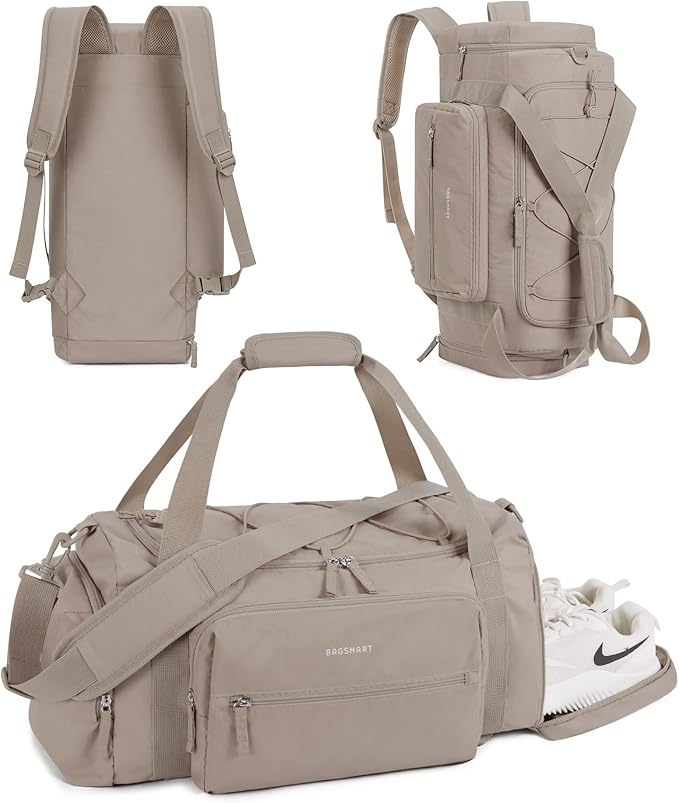BAGSMART 4-IN-1 Gym Bag for Women Men, TSA Lightweight Duffle Bag for Travel with Shoe Compartment & Wet Pocket, 22L/30L/38L Tactical Backpack with 40oz Water Bottle Holder