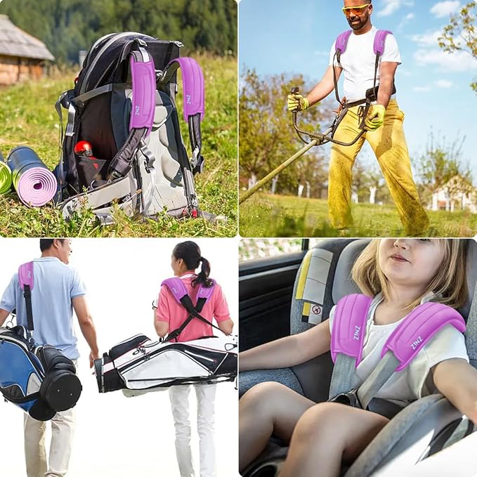 ZINZ 2-Pack Universal Shoulder Pad with Ultra thick Cushion for Bag Luggage Bag Crossbody, Plus Long & Anti-Slip & Breathable,Purple-2Pack