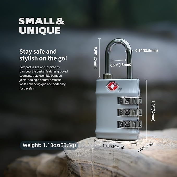 Luggage Locks TSA Approved 2 Pack, Combo Lock for Gym Locker, Small Combination Padlock, Padlock with Code for Travel Essentials, Suitcase, Zipper, Locker, Cabinet, Gun Case, Tool Box