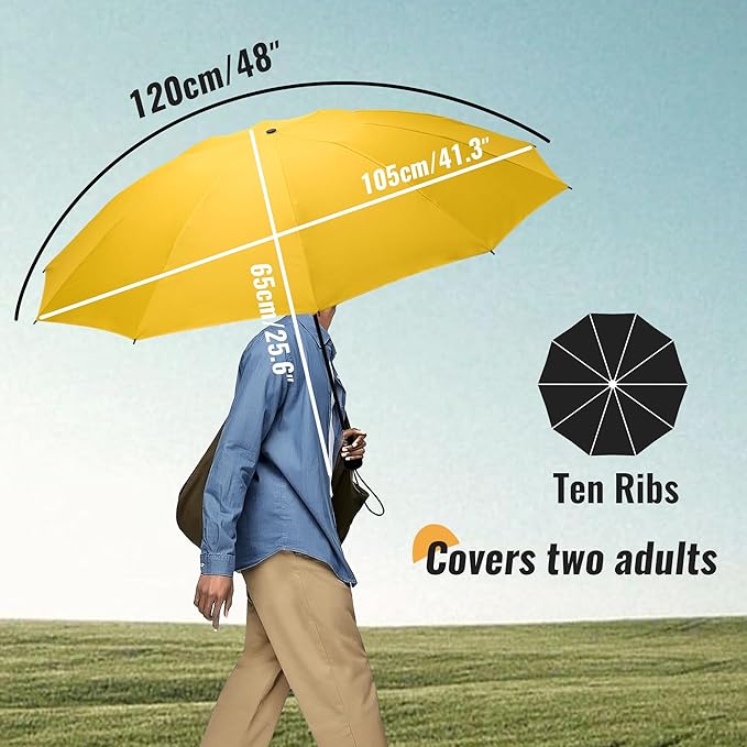 Travel Compact Umbrella Windproof - Portable Automatic Umbrellas for Rain, Inverted Folding Umbrella for Men and Women