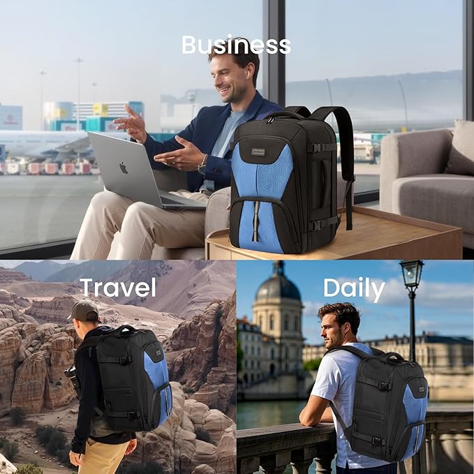 LOVEVOOK Travel Backpack,Expandable 50L Extra Large Travel Backpack for Men & Women,Carry on Backpack for Airplanes with 2 Packing Cubes, TSA Personal Item Travel Bag fits 18 inch Laptop