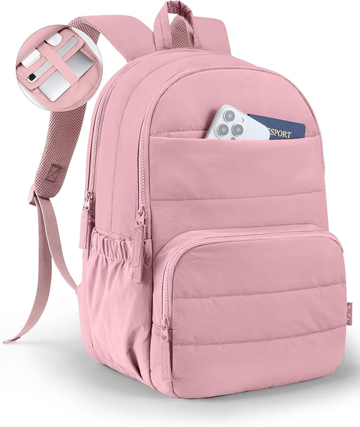 Travel Backpack for Women, 15.6 Inch Laptop Backpack, Quilted College Bookbag, Cute Work Backpacks, Water Resistant