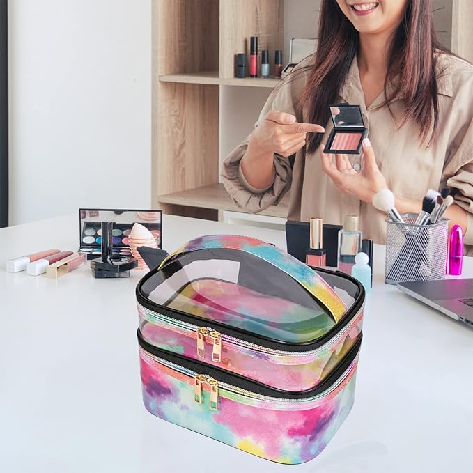 Cosmetic Bag Makeup Bag Travel Cosmetic Bags for Women Makeup bags Cases Portable Waterproof Foldable (Tie-Dye)