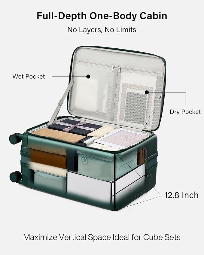 Hanke Hardside Expandable Checked Luggage, 24 Inch Top Opening Trunk Luggages with Spinner Wheels, All-PC Hard Shell Suitcase, Lightweight TSA Checked-Medium(Blackish Green, 83L)