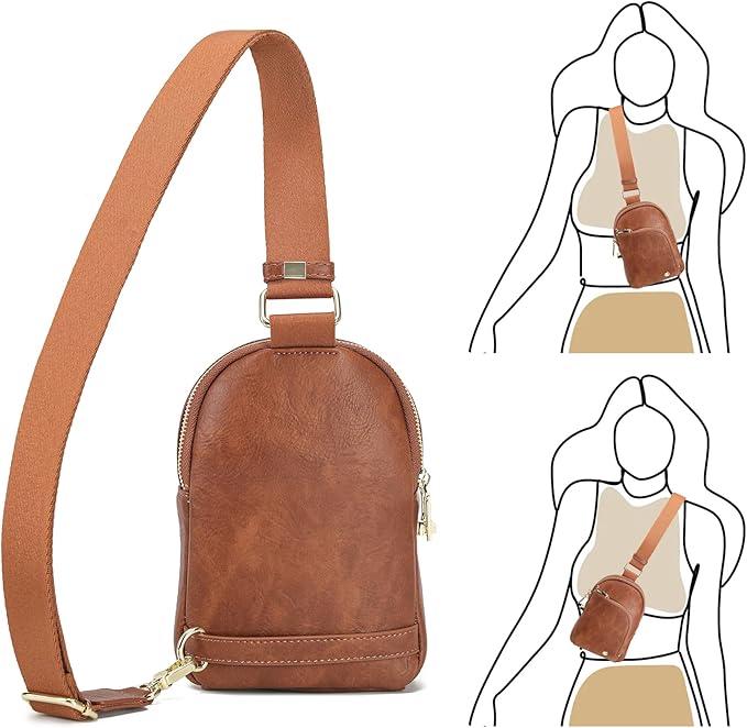 INICAT RFID Blocking Sling Bag, Anti Theft Crossbody Bag for Women, Travel Fanny Pack Style Purse, Vegan Leather