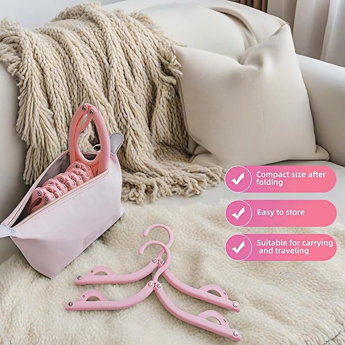 6 Pack Foldable Clothes Hangers for Travel - Portable, No Slip & Windproof Design, PP Plastic Collapsible Hangers with Anti-Slip Grooves, Space Saving for Shirts, Jeans, Socks (Multi-Color)