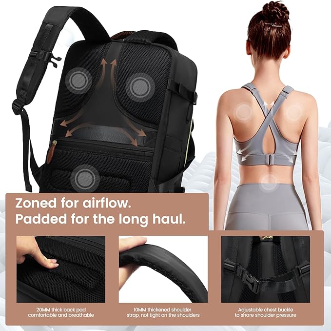 LOVEVOOK 40L Travel Backpack for Women, Carry On Backpack with 3 Packing Cubes,TSA Personal Item Travel Bag Airline Approved, Water Resistant Weekender Overnight Luggage Daypack, Fits 17.3 Inch Laptop