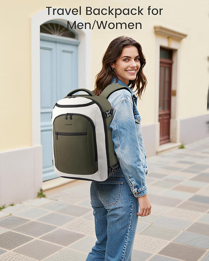LOVEVOOK 40L Travel Backpack for Women & Men,Airline Approved Carry On Backpack with 3 Packing Cubes,TSA Waterproof Personal Item Bag,Weekender Overnight Essentials Backpacks fits 18" Laptop