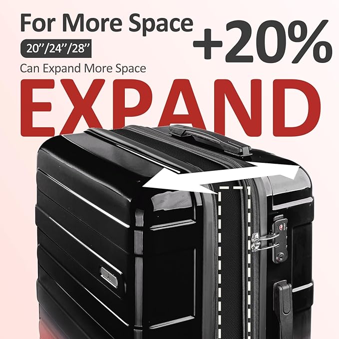 Carry on 20inch Luggage with Spinner Wheels, Lightweight PC+ABS Hard Shell Suitcases, Expandbale Storage & TSA Aprovel Lock