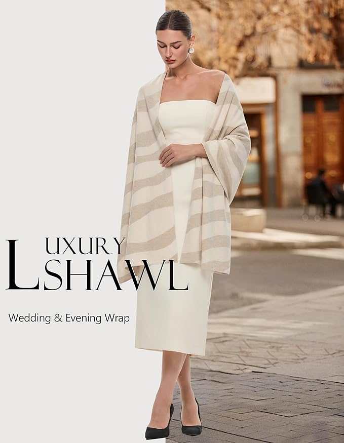 PULI Women's Pashmina Shawl Wraps for Evening Dress Large Scarf Blanket Long Wedding Bridal Winter Warm Shoulder Wrap