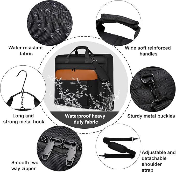 Garment Bag Travel Suit Bag Large 40-Inch Carry on Bag Up to 3 Suits,2 in 1 Hanging Luggage Bags, Fits 15.6Inch Laptop