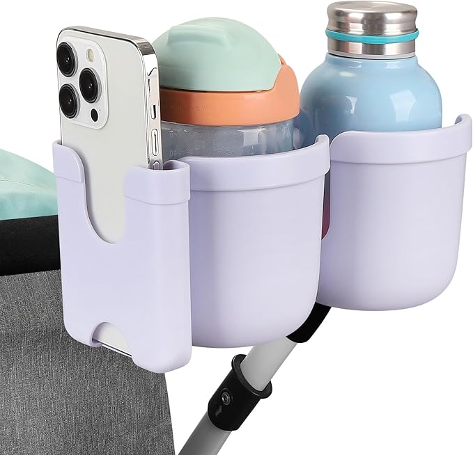 Accmor Stroller Cup Holder with Phone Holder, Bike Cup Holder, Universal Cup Holder for Uppababy Nuna Doona Strollers, 2-in-1 Cup Phone Holder for Stroller Bike Wheelchair Walker Accessory