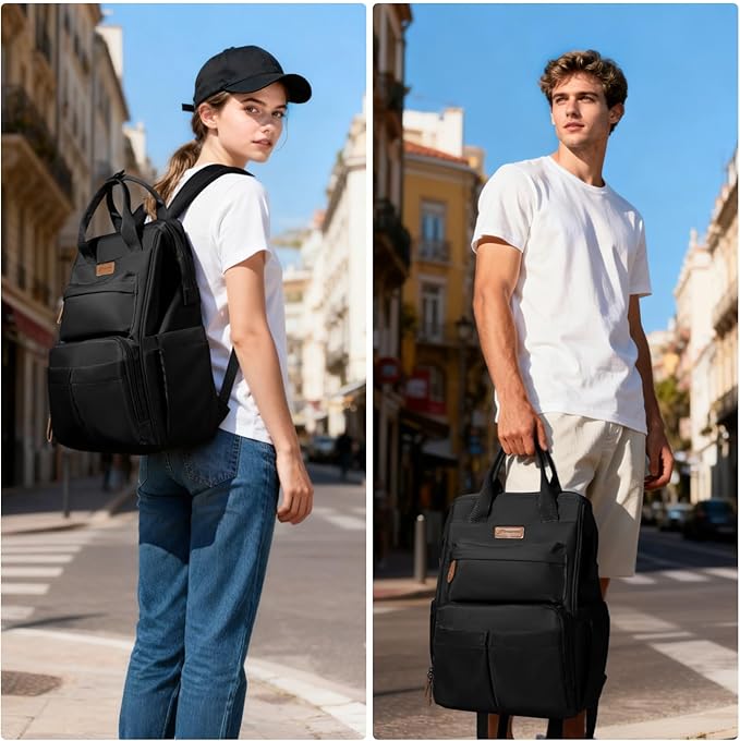 Maelstrom Laptop Backpack, Fits 15.6-17.3 Inch Travel Backpack Gift for Women Men, Waterproof College School Computer Bag, Anti-theft Business Work Bag with Luggage Strap (Black, 17.3 Inch)
