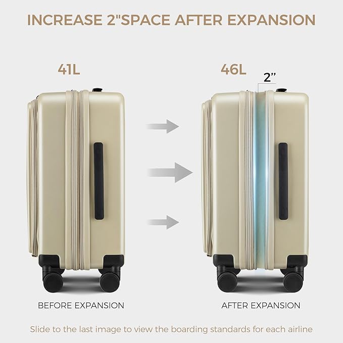 Carry on Luggage Top opening Suitcases, Expandable with Cup Holder and USB Charging Port,Lightweight with Front Pocket Rolling Suitcases with Spinner Wheels