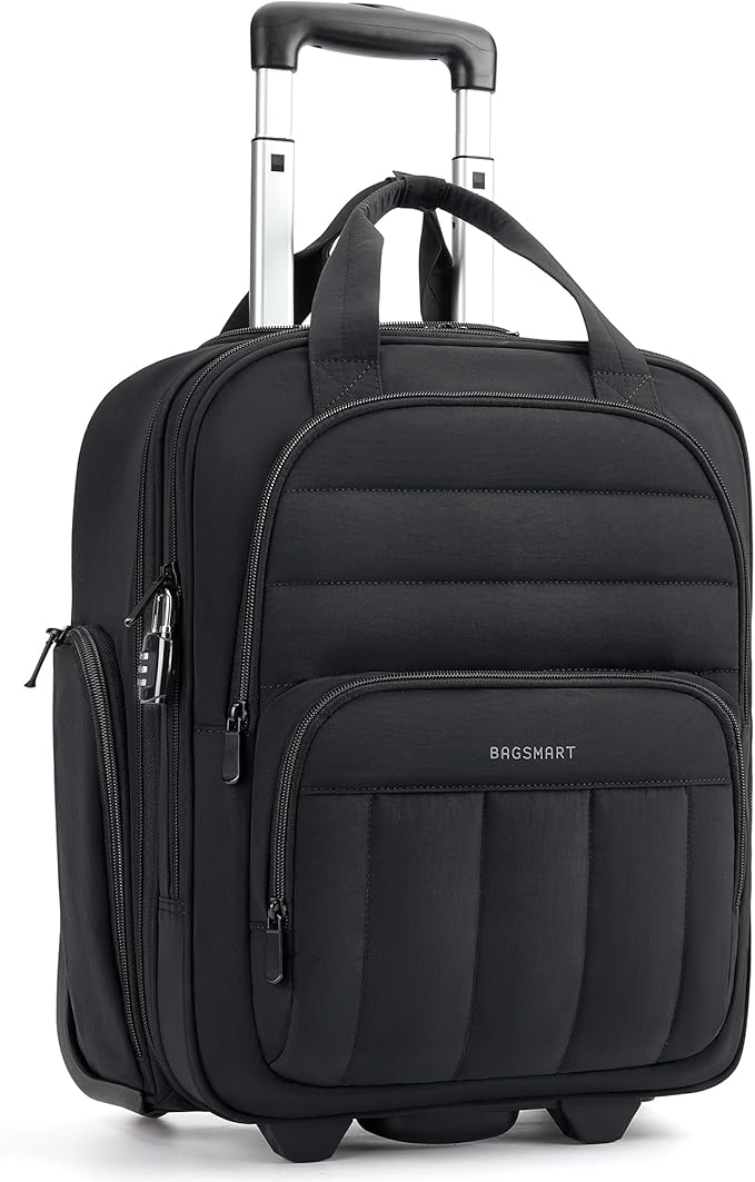 BAGSMART Small Underseat Carry on Luggage with Wheels, 16 inch Small Under Seat Luggage, Lightweight Travel Suitcase for Women, Classic