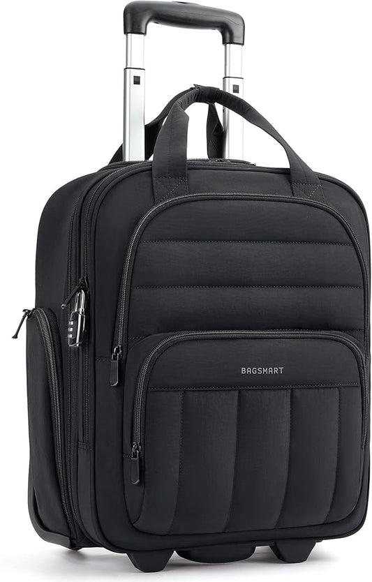 BAGSMART Small Underseat Carry on Luggage with Wheels, 16 inch Small Under Seat Luggage, Lightweight Travel Suitcase for Women, Classic