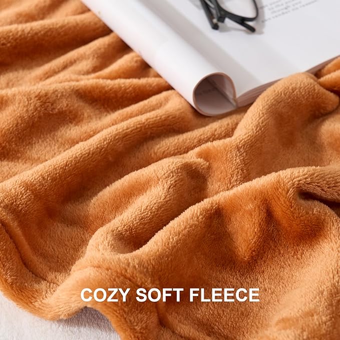 Hansleep Fleece Pumpkin Orange Throw XL Blanket, Super Soft Flannel Fuzzy Plush Cozy Blanket for All Seasons, Pumpkin Orange, Throw XL 50x70 Inches