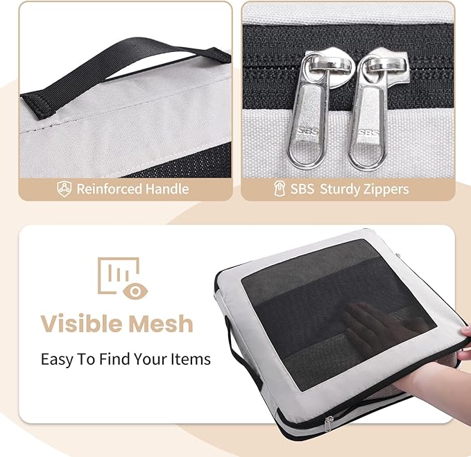 Compression Packing Cubes for Travel, Lightweight Vacation Travel Essentials, Travel Accessories for Suitcase Organizer Bags Set, Durable Luggage Organizer