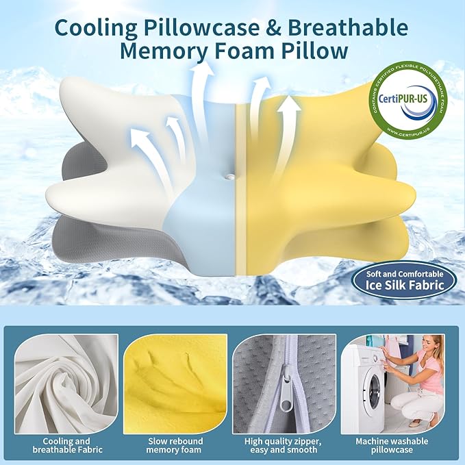 Cervical Pillow for Neck and Shoulder Pain Relief - Ergonomic Neck Pillow for Sleeping, Contour Memory Foam Pillows Side Sleeper Pillow for Neck Support, Bed Pillow for Side Back Stomach Sleepers