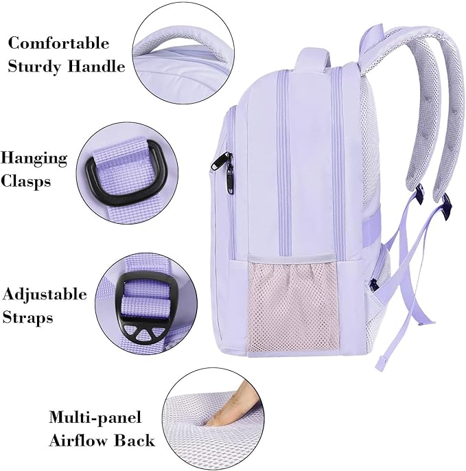 MATEIN Laptop Backpack for Girls, 15.6 Inch College School Backpack for Women, Water Resistant Durble Slim Students Bookbag Casual Daypack Travel Computer Nurse Work Bag Gift