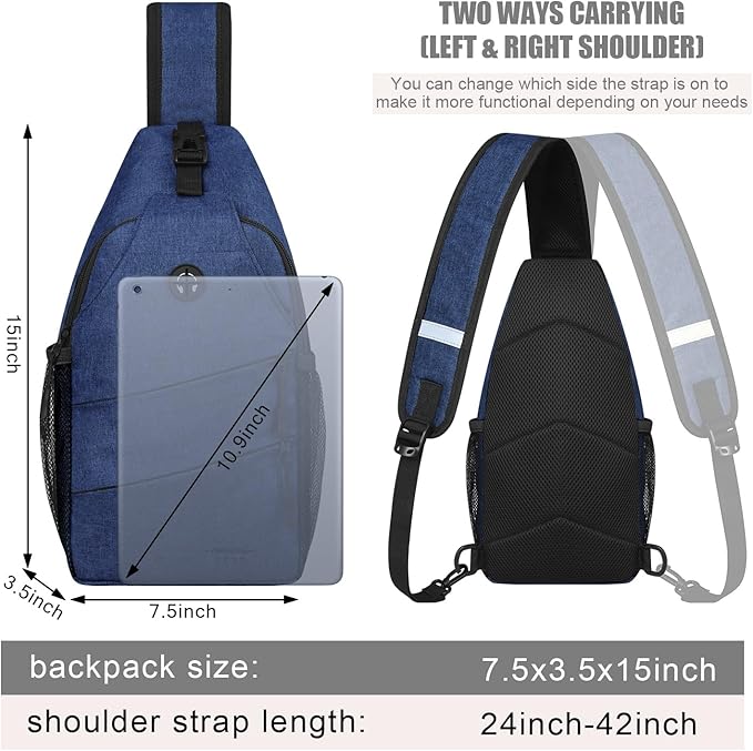 Crossbody Bags for Women Men Trendy Sling Bag Backpack Casual Chest Bag with Convertible Shoulder Strap