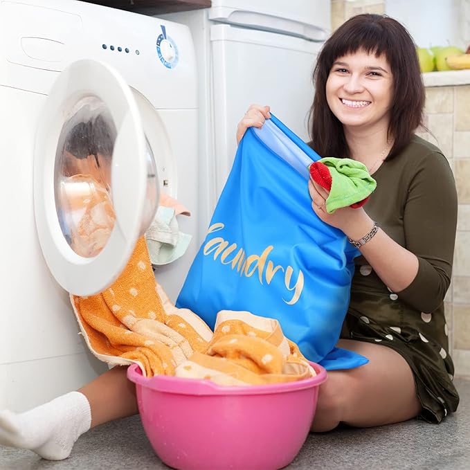 Shappy 2 Pcs Large Travel Laundry Bag Washable Waterproof Wet Dry Large Dirty Clothes Bag Bathing Workout(Laundry Style)