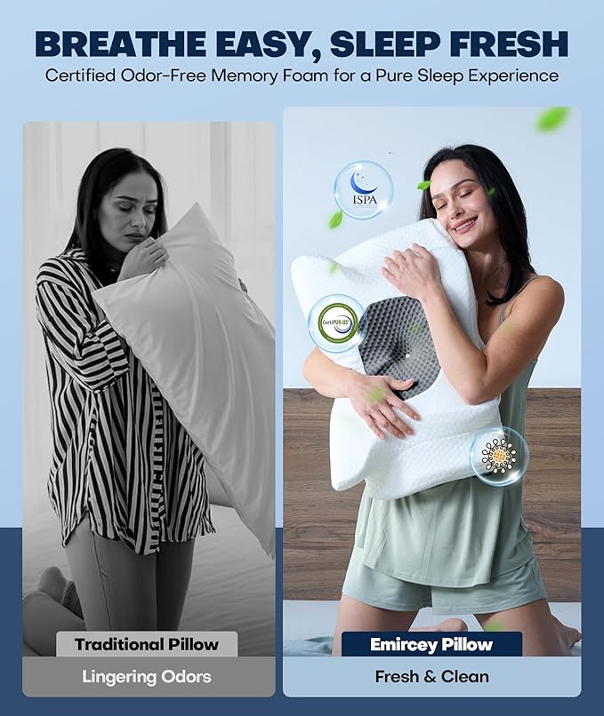 Sleep Doctor Approved Cervical Neck Pillow for Sleeping, Ergonomic Contour Side Sleeper Pillows for Adults, Cooling Orthopedic Pillow for Pain Relief Support, Memory Foam Pillows Back Stomach Sleepers