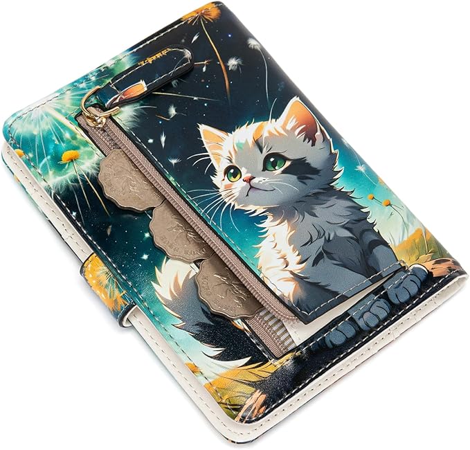 Passport Holder for Travel Essentials, RFID Blocking Passport Wallet Cover with Magnetic Closure, Passport Book Holders for Women and Men (Cute Cat)