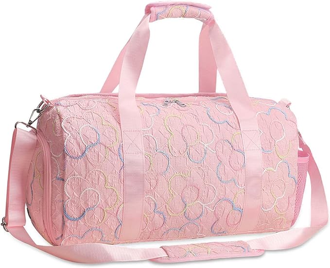 Gym Travel Duffle Bag for Girls - Gymnastics Sports Dance Bag with Shoe Compartment & Wet Pocket Kids Travel Bag Teens Weekender Sleepover Carry On Bag