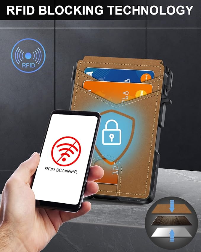 ZALVEX Wallet for Men, Mens Minimalist Wallet 9-13 Cards, Slim Compact Wallet with Money Clip & ID Window, RFID Blocking Smart Pop Up Card Wallet, Metal Aluminum Credit Card Holder Bifold Wallet