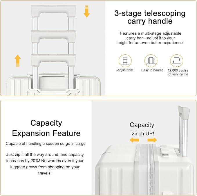 28 Inch Expandable Luggage with Wheels Checked Bag Luggage Hard Shell PC Suitcases Lightweight Travel Checked Luggage Large Suitcase with Lock for Woman Men Travel
