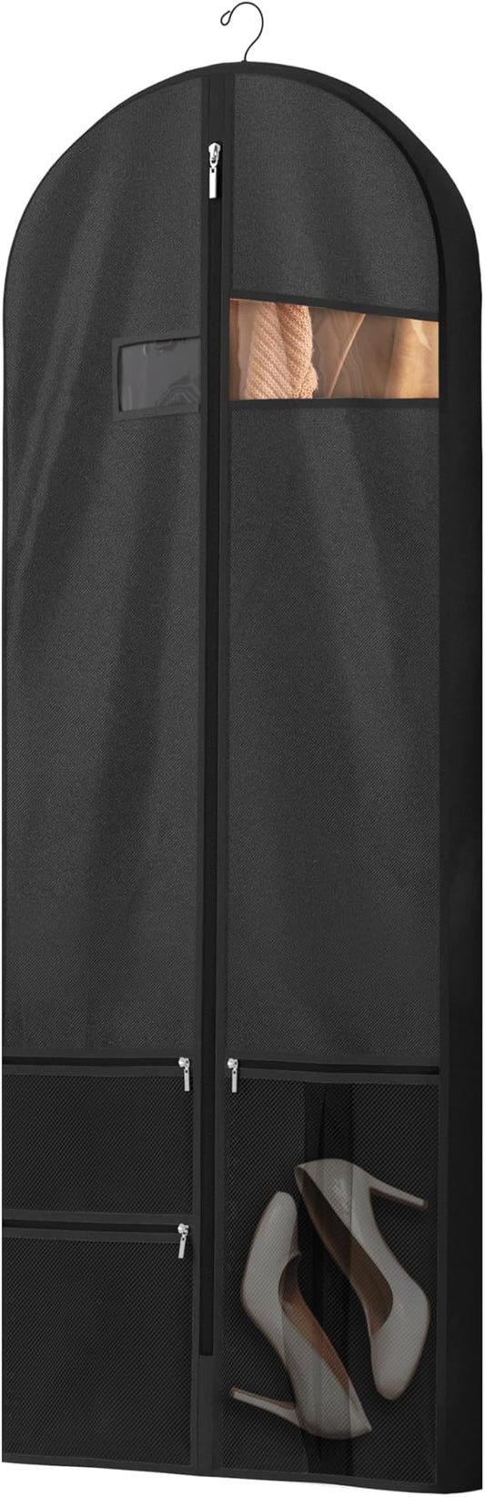 Lazebox 60 inch Garment Bags for Closet Storage and Travel with Zipper Pocket, Heavy Duty Waterproof Hanging Suit Bag with Handles for Suits, Coats, Jackets, Shirts, 1 pack