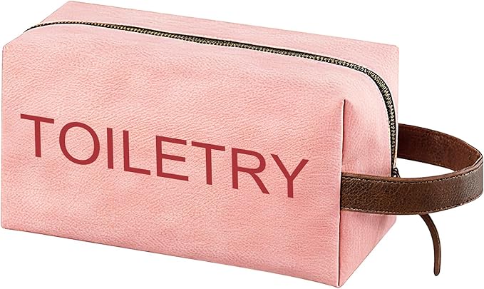 Toiletry Bag for Traveling Women, PU Leather Womens Toiletry Travel Bag Small Pink (Pink)