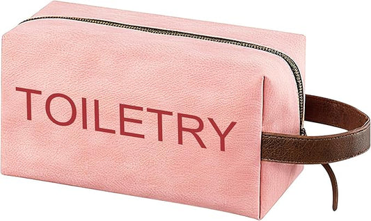 Toiletry Bag for Traveling Women, PU Leather Womens Toiletry Travel Bag Small Pink (Pink)