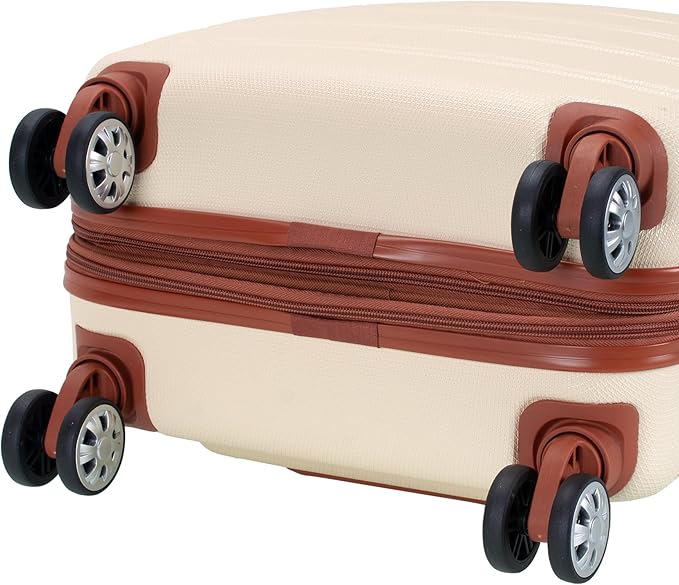 Rockland Melbourne Hardside Spinner Wheel Luggage, White, Carry-On 20-Inch