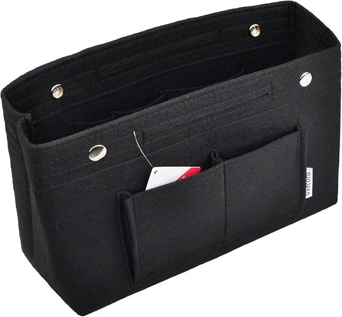 Vercord Felt Purse Tote Organizer Insert Divider Inside Handbag for Women Medium Black