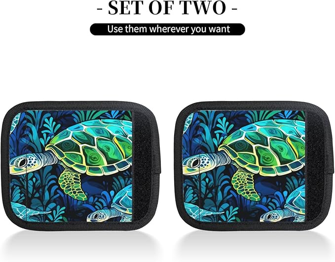Luggage Handle Wraps Sea Turtles Ocean Tortoise Luggage Identifiers Soft Neoprene Luggage Handle Wraps For Suitcase Trolley Handle Grip Cover 2 Pack Luggage Tags