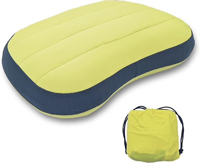 Inflatable Travel Camping Pillow - Ultralight, Portable, Removable, Double Cotton Cover Pillow for Neck Support with Storage Bag for Camping, Traveling, Backpacking, Hiking
