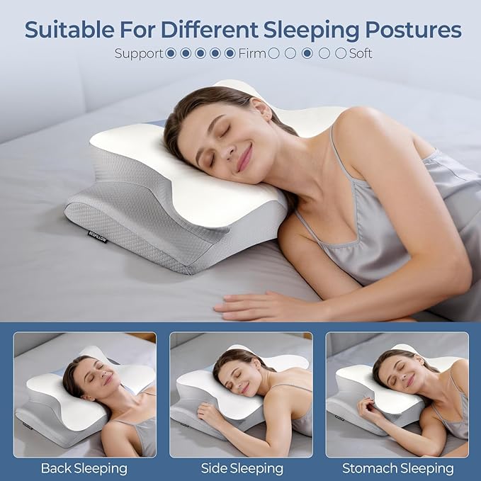 Cervical Neck Pillow for Pain Relief - Ergonomic Pillow Side Sleeper Pillow for Sleeping, Orthopedic Memory Foam Pillow for Neck Support, Contour Cervical Pillow Bed Pillow for Back Stomach Sleepers