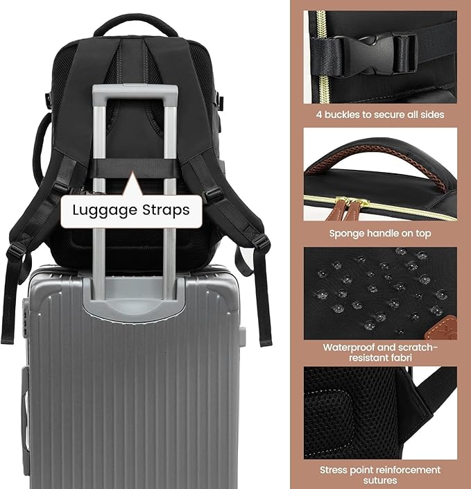 LOVEVOOK 50L Travel Backpack Carry On Airline Approved, Large Backpack with 3 Packing Cubes, TSA Travel Essentials Carry On Bag, Waterproof Weekender Overnight Luggage Daypack, Fits 18 Inch Laptop
