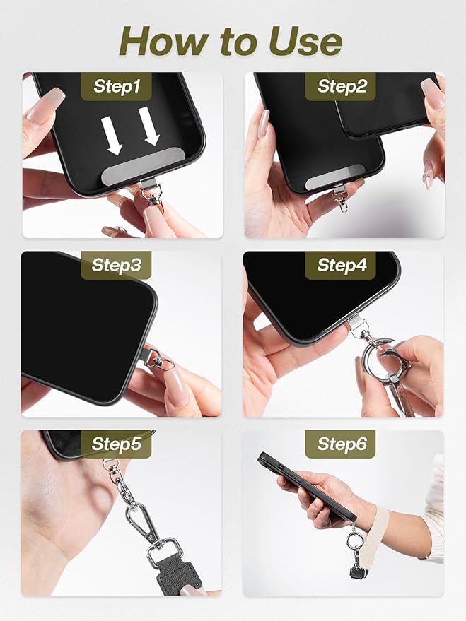 Tiostep Clip and Go Strap for Phone with Wallet Crossbody Phone Lanyard Adjustable and Detachable RFID Wristlet Wallet with ID Window and Zipper, Cream