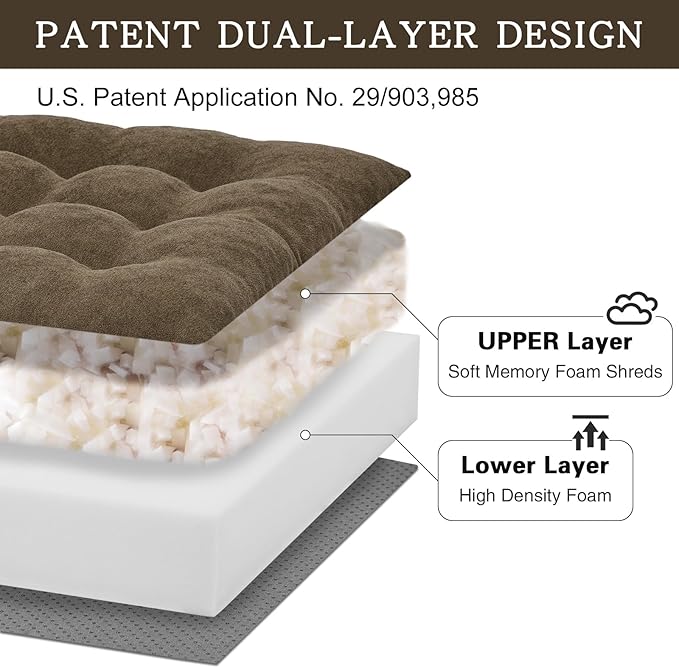 TANYOO Recliner Cushion for Elderly - Patented Dual Seat Cushion for Sagging Recliner Replacement Booster Cushion for Easy Get Up from Chair, Sofa & Couch, Relieves Long-Sitting Pain 20x20x4 Brown