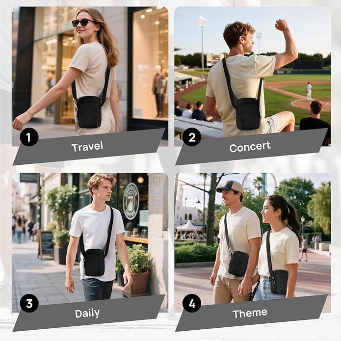 VADOO Sling Bag for Men Women, Anti Theft Crossbody Bag with Zipper Lock, RFID Blocking & Waterproof for Travel Casual