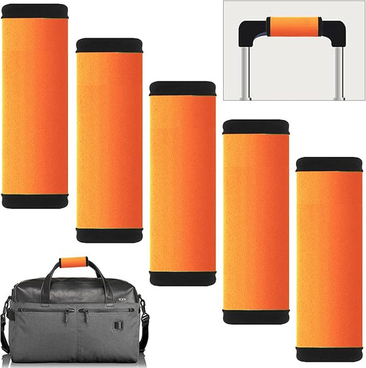 Hibate 5pcs Neoprene Luggage Handle Wrap for Suitcase Identifier Luggage Makers Covers Wraps Travel Accessories - Fluorescent Orange